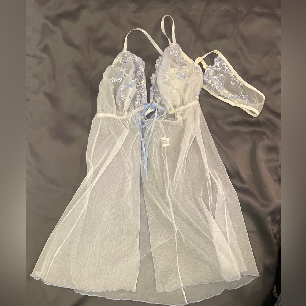 1X-2X Sheer Baby Doll with Thong